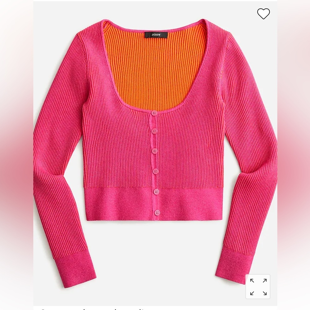 J. Crew Scoopneck Stretch Cardigan Top Sz Small Hot Pink and Orange